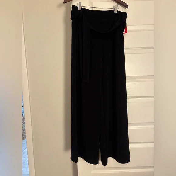 NWT Spanx Tie Front Black Wide Leg Pants - Picture 3 of 5